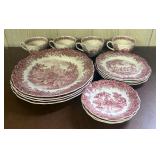 A Set of J. & G. Meakin Romantic England Red Trans