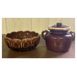 Two American Brown Glazed Stoneware Pieces Includi