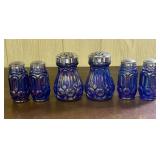 A Collection of Cobalt Blue Carnival Glass Moon an