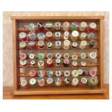 Vintage Wood Thread Rack with Large Assortment of