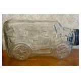 Large Vintage Figural Clear Pressed Glass Automobi