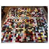 Large Vintage Multi-Color Patchwork Tied Scrap Qui