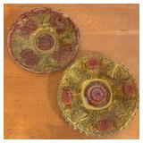 A Pair of Large Goofus Glass Plates with Relief Mo