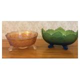 Two American Pressed Glass Footed Bowls Including