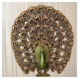 Large Mid Century Modern Molded Plastic Peacock Wa
