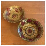 A Pair of American Goofus Glass Bowls with Wild Ro