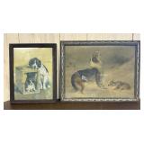 Two Framed Vintage Canine Lithographs Including Fo