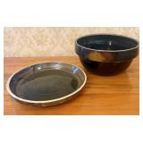 A Pair of American Albany Slip Glazed Stoneware Mi