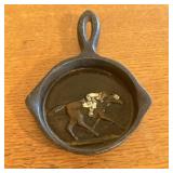 Miniature Cast Iron Horse and Jockey Souvenir Skil