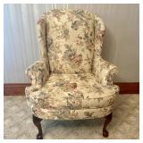 Broyhill Queen Anne Style Floral Wingback Armchair