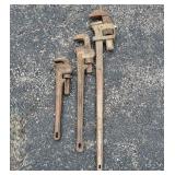Three Vintage Pipe Wrenches Including Walworth