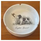 Vintage Porcelain English Spaniel Motif Ashtray wi