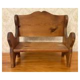 Rustic Miniature Pine Settle Bench