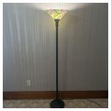 Tiffany Style Stained Glass Rose Pattern Torchiere