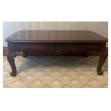 Carved Mahogany Coffee Table in the Queen Anne Rev