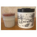 Two Vintage Milk Glass Lidded Jars