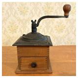 Manual Cast Iron and Wood Box Coffee Grinder