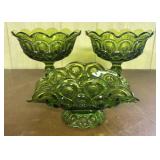 Three Piece Set of Moon and Star Pattern Olive Gre