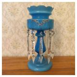Single Victorian Opaque Turquoise Blue Glass Mante