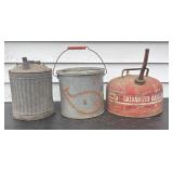A Trio of Vintage Galvanized Metal Containers Incl