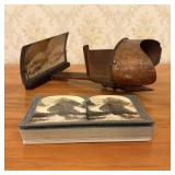 Antique Wood Holmes Style Stereoscope with a Colle