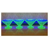 A Set of Four Federal Glass Company Green Uranium