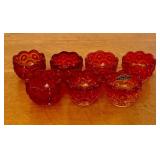A Set of Seven L.E. Smith Amberina Glass Moon and