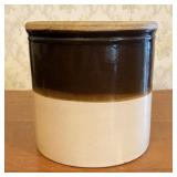 Two-Tone Glazed Stoneware Utility Crock