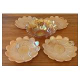A Five Piece Set of Marigold Carnival Glass Tablew