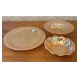 A Trio of Fire-King Peach Lustre Oven Ware Tablewa