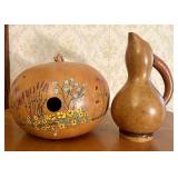 Two Decorative Dried Gourd Objects Including Hand