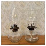 Two Glass Table Kerosene Lamps Including Marklaid