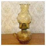 Amber Glass Moon and Star Pattern Finger Oil Lamp