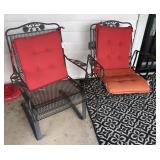Pair of Vintage Wrought Iron and Mesh High Back Sp