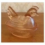 Imperial Glass Pink Pressed Glass Hen on Nest Cove