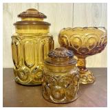 Three Pieces of Amber Moon and Star Pattern Presse