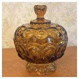 Vintage Amber Moon and Star Pattern Pressed Glass