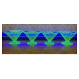 A Set of Four Uranium Depression Glass Paneled She