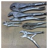 5 Pairs of Locking Pliers 4, 5, 8in