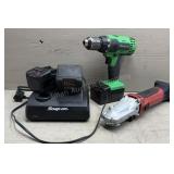 Snap On 18v Drill, Grinder & 3 batteries