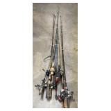 Many Misc Fishing Poles and Reels