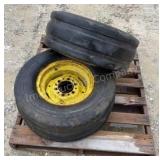 Pair 6 Hole JD Wheels - 11L-15 Tires are Dry