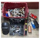 Tote of Assorted Hand Tools Air Tools Oilers