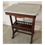 22in Walnut Marble Top Side Table