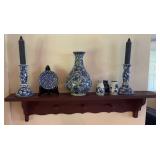 Group of Blue Decor & Wall Shelf