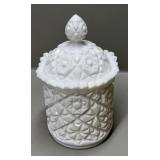 Heavy Milk Glass Humidor - 8in