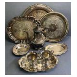 Silver Plate Trays, Coffee Pot, C&S Tray