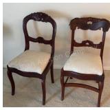 Carved Walnut Accent Chairs - Miss Matched