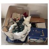 Tote of Misc Christmas Lights and Decor