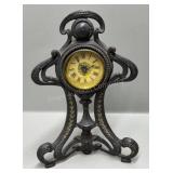 Antique Art Nouveau Iron Western Clock Co - 12in